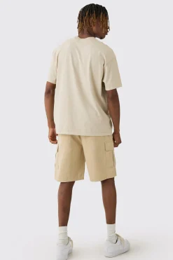 Tall Elasticated Waist Relaxed Fit Cargo Shorts | BoohooMAN UK