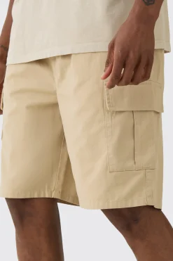 Tall Elasticated Waist Relaxed Fit Cargo Shorts | BoohooMAN UK