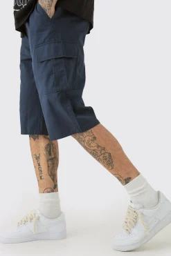 Tall Elasticated Waist Relaxed Fit Cargo Jorts | BoohooMAN UK