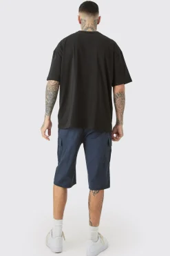 Tall Elasticated Waist Relaxed Fit Cargo Jorts | BoohooMAN UK