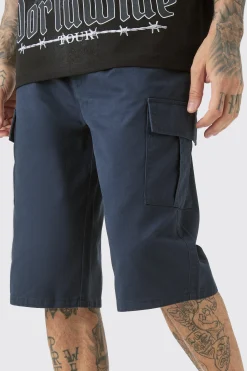 Tall Elasticated Waist Relaxed Fit Cargo Jorts | BoohooMAN UK