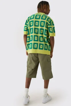 Tall Elasticated Waist Relaxed Fit Cargo Jorts | BoohooMAN UK