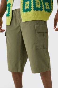 Tall Elasticated Waist Relaxed Fit Cargo Jorts | BoohooMAN UK