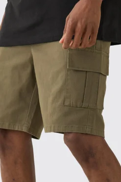 Tall Elasticated Waist Skinny Fit Cargo Shorts | BoohooMAN UK