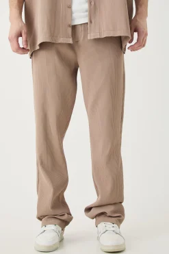 Tall Elasticated Waist Slim Flare Stacked Pleated Trouser | BoohooMAN UK