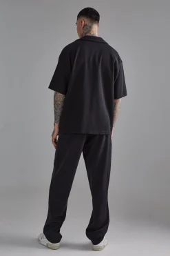 Tall Elasticated Waist Smart Straight Fit Trousers | BoohooMAN UK