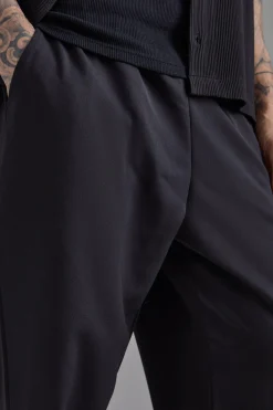 Tall Elasticated Waist Smart Straight Fit Trousers | BoohooMAN UK