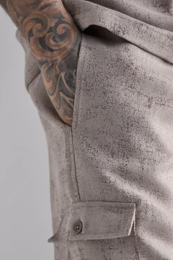 Tall Elasticated Waist Textured Cargo Short In Stone | BoohooMAN UK