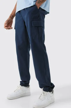 Tall Elasticated Waist Twill Slim Fit Cargo Trouser | BoohooMAN UK