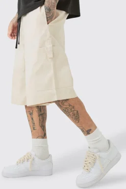 Tall Elasticated Waist Utility Pocket Jorts | BoohooMAN UK