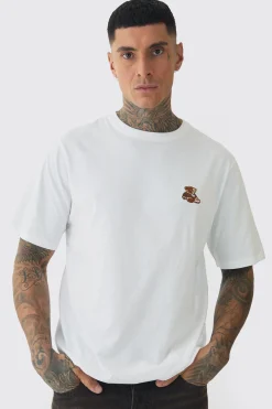 Tall Embroidered Evil Teddy T-Shirt | BoohooMAN UK