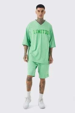 Tall Embroidery Limited Football T-shirt & Short Set | BoohooMAN UK