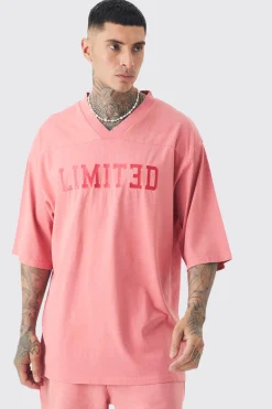 Tall Embroidery Limited Varsity T-shirt & Short Set | BoohooMAN UK