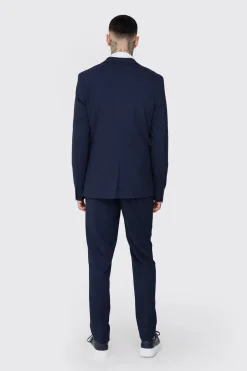 Tall Essential Slim Fit Suit Trouser In Navy | BoohooMAN UK