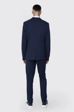 Tall Essential Slim Fit Suit Jacket In Navy | BoohooMAN UK