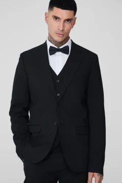 Tall Essential Slim Fit Suit In Black | BoohooMAN UK