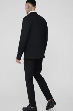 Tall Essential Slim Fit Suit In Black | BoohooMAN UK