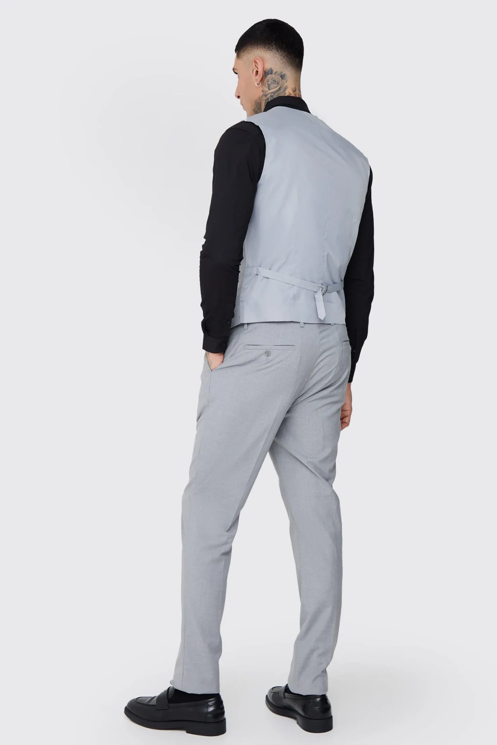 Tall Essential Waistcoat In Grey | BoohooMAN UK