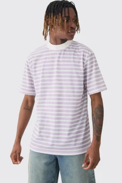 Tall Extended Neck Stripe T-shirt | BoohooMAN UK