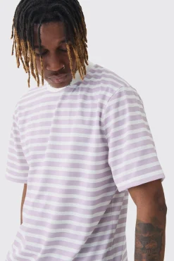 Tall Extended Neck Stripe T-shirt | BoohooMAN UK