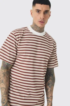 Tall Extended Neck Stripe T-shirt | BoohooMAN UK