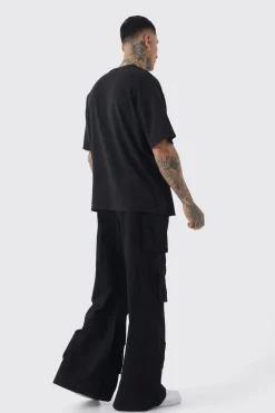 Tall Extreme Baggy Rigid Multi Cargo Pocket Trousers | BoohooMAN UK