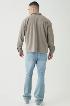 Tall Faux Suede Button Through Overshirt | BoohooMAN UK