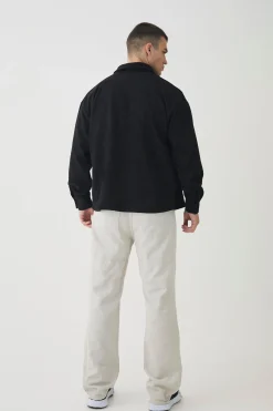 Tall Faux Suede Button Through Overshirt | BoohooMAN UK