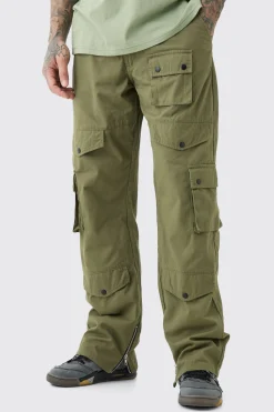 Tall Fixed Relaxed Fit Twill Cargo Trousers | BoohooMAN UK