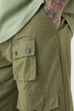 Tall Fixed Relaxed Fit Twill Cargo Trousers | BoohooMAN UK