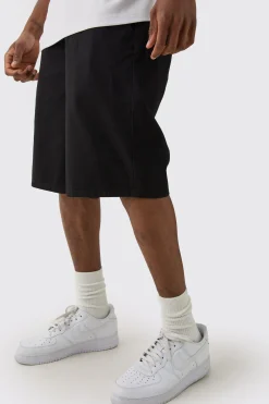 Tall Fixed Waist Black Relaxed Fit Shorts | BoohooMAN UK
