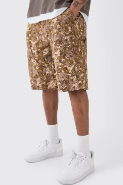 Tall Fixed Waist Camo Twill Carpenter Short | BoohooMAN UK
