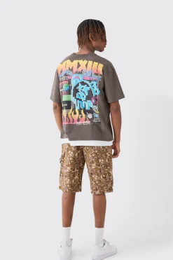 Tall Fixed Waist Camo Twill Carpenter Short | BoohooMAN UK