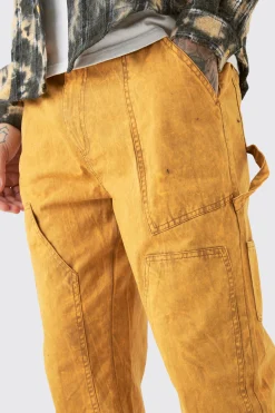 Tall Fixed Waist Enzyme Wash Straight Leg Carpenter | BoohooMAN UK