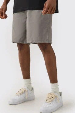 Tall Fixed Waist Grey Relaxed Fit Short Shorts | BoohooMAN UK