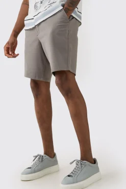 Tall Fixed Waist Grey Skinny Fit Chino Shorts | BoohooMAN UK