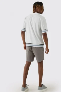 Tall Fixed Waist Grey Skinny Fit Chino Shorts | BoohooMAN UK