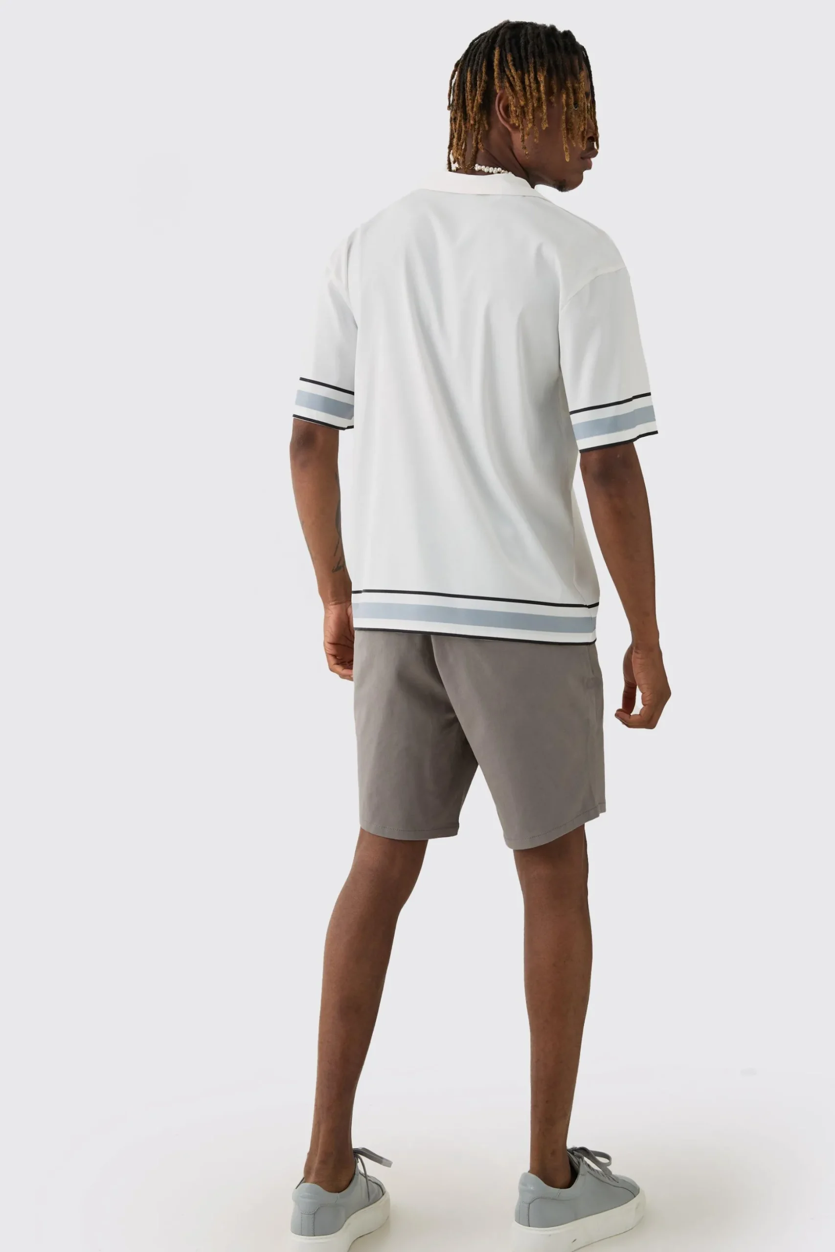 Tall Fixed Waist Grey Skinny Fit Chino Shorts | BoohooMAN UK