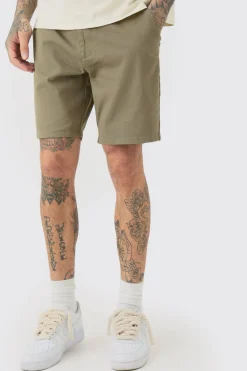 Tall Fixed Waist Khaki Relaxed Fit Chino Shorts | BoohooMAN UK