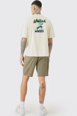 Tall Fixed Waist Khaki Relaxed Fit Chino Shorts | BoohooMAN UK
