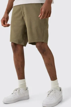 Tall Fixed Waist Khaki Skinny Fit Chino Shorts | BoohooMAN UK