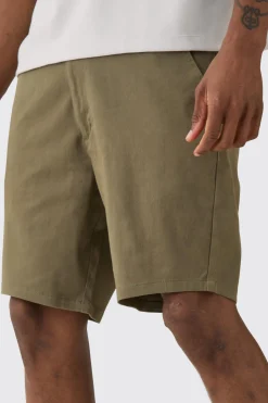 Tall Fixed Waist Khaki Skinny Fit Chino Shorts | BoohooMAN UK