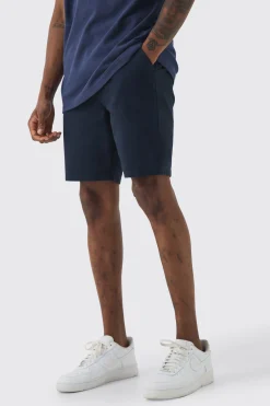 Tall Fixed Waist Navy Skinny Fit Chino Shorts | BoohooMAN UK
