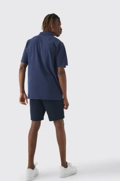 Tall Fixed Waist Navy Skinny Fit Chino Shorts | BoohooMAN UK