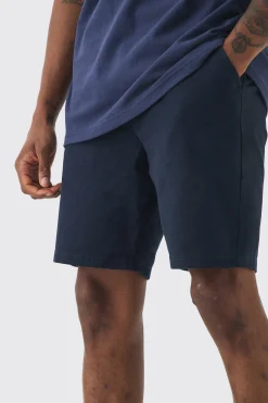 Tall Fixed Waist Navy Skinny Fit Chino Shorts | BoohooMAN UK