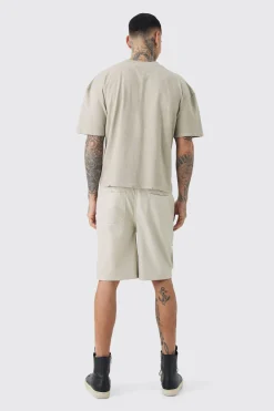 Tall Fixed Waist PU Cargo Short | BoohooMAN UK