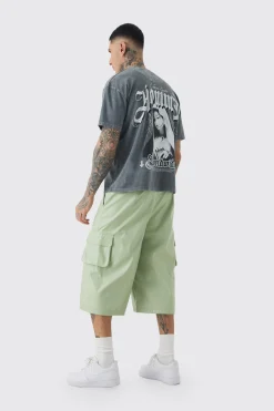 Tall Fixed Waist PU Panels Cargo Jorts | BoohooMAN UK