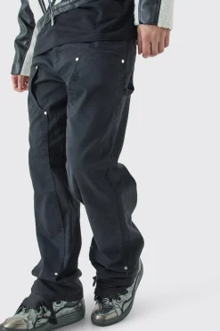 Tall Fixed Waist Relaxed Twill Carpenter Trouser | BoohooMAN UK