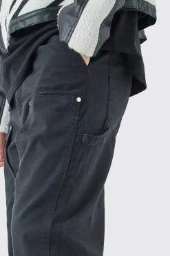 Tall Fixed Waist Relaxed Twill Carpenter Trouser | BoohooMAN UK