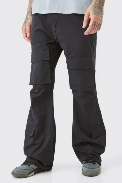 Tall Fixed Waist Relaxed Peached Flare Cargo Trouser | BoohooMAN UK